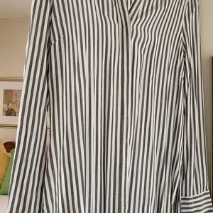 Lucky Brand Black and White Striped Button Down Shirt
